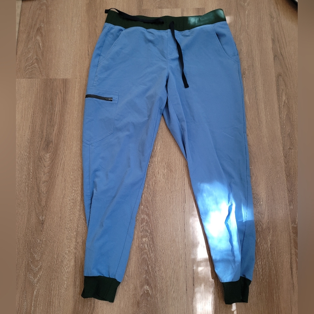 Figs Scrubs Zamora Jogger Large Blue and Green Waist - Picture 1 of 5